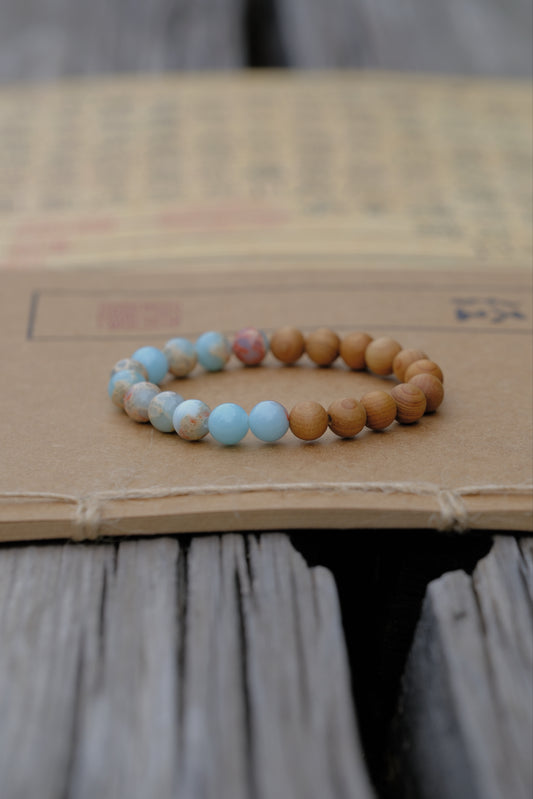 Tibetan Wooden & Blue Stone Mala