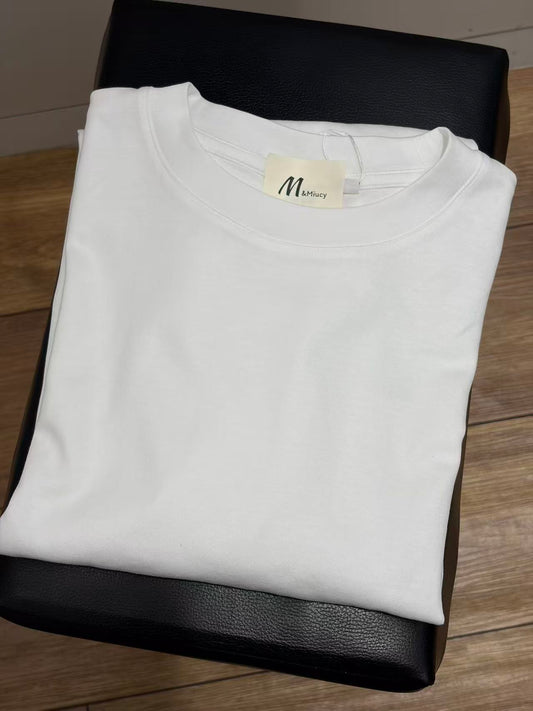 Casual Short-Sleeve Crew Neck T-Shirts, Loose Plain White Tees