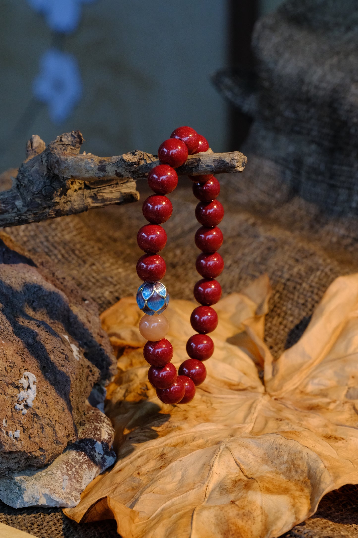 Crimson Lotus Prayer Beads