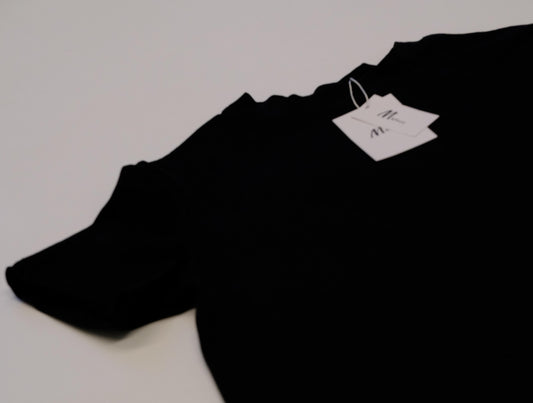 M&Miucy Casual Short-Sleeve Crew Neck T-Shirts, Loose Plain Black Tees