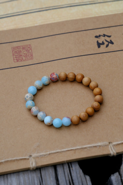 Tibetan Wooden & Blue Stone Mala