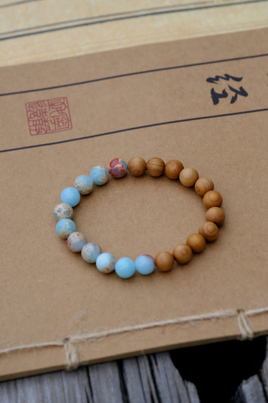 Tibetan Wooden & Blue Stone Mala