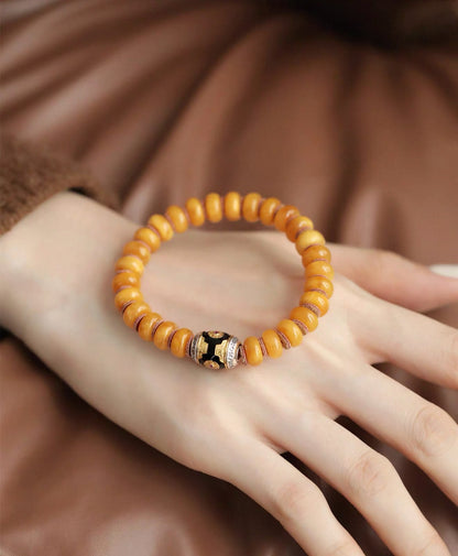 2026 New Natural beeswax tablet bead bracelet with vintage dzi bead accessories