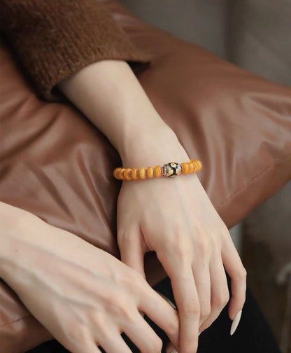 2026 New Natural beeswax tablet bead bracelet with vintage dzi bead accessories