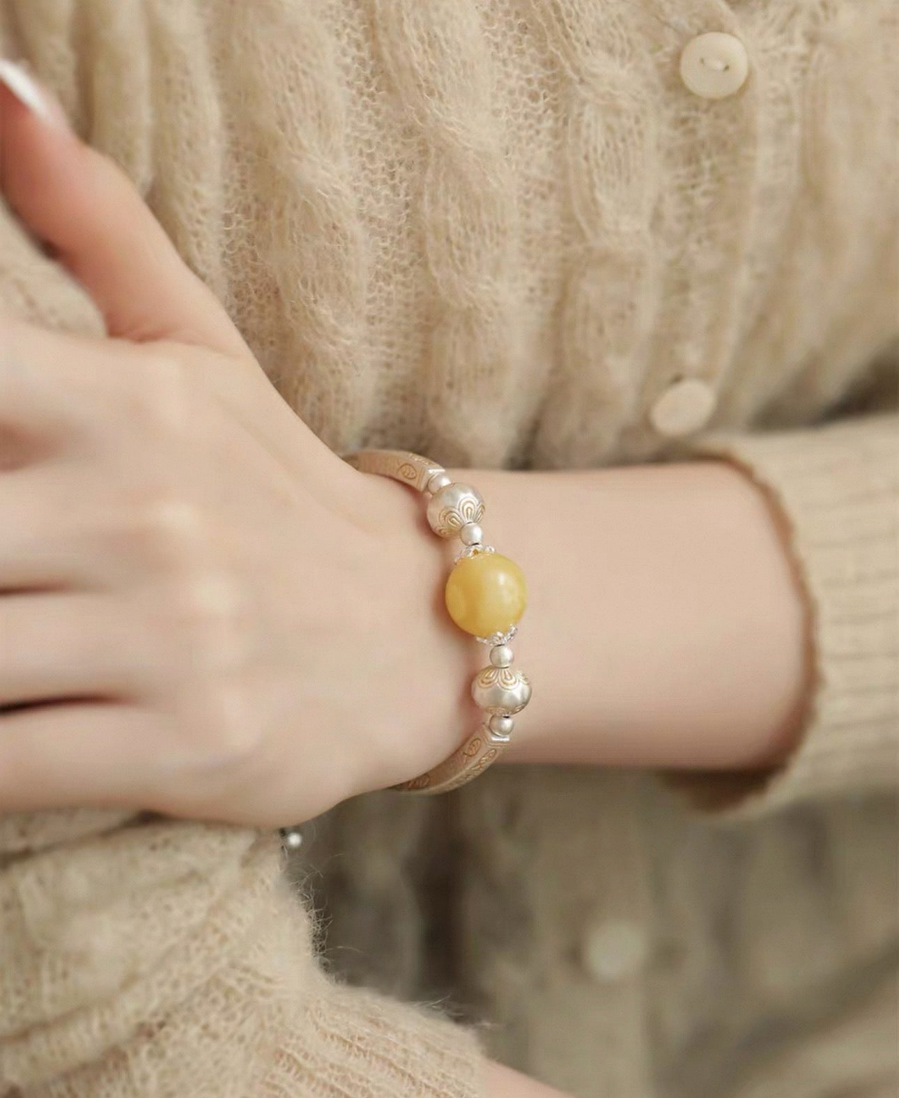 2026 New Nepalese Handmade Wax Bracelet 925 Sterling Silver Retro Ethnic Style