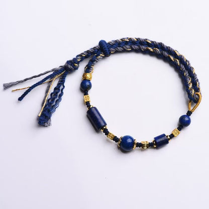 Hand-Woven Lapis Lazuli Bracelet, New Chinese Ethnic Style Jewelry