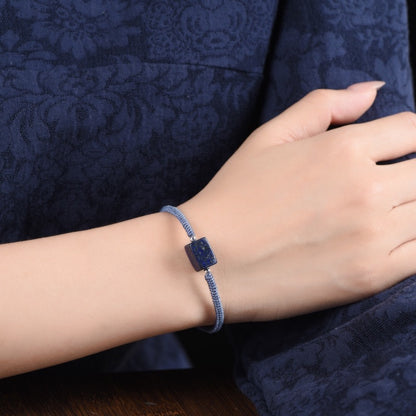 Vintage Woven Natural Lapis Lazuli Bracelet, New Chinese Ethnic Style for Women