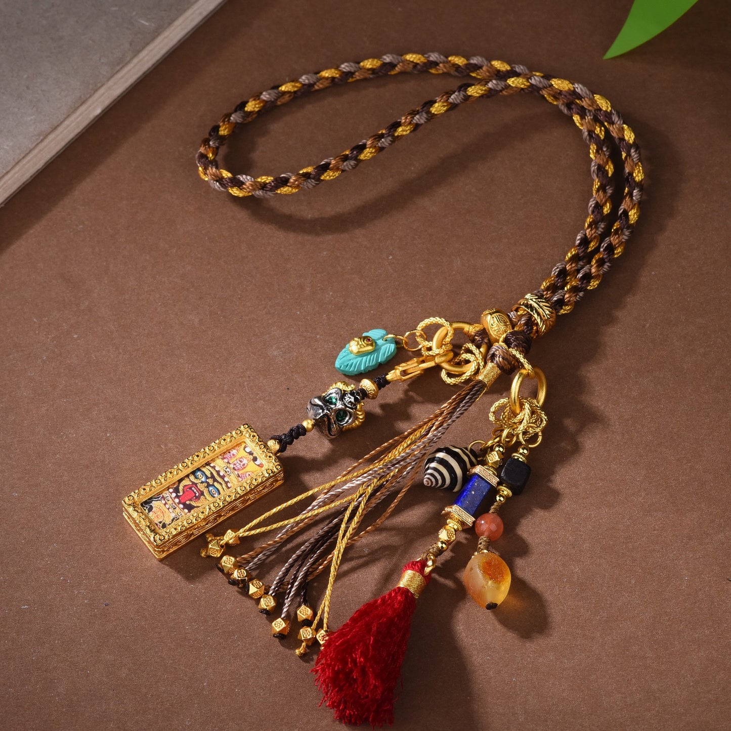 Hand-Woven Tibetan Thangka Car Pendant with Tassel