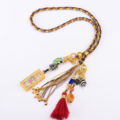 Hand-Woven Tibetan Thangka Car Pendant with Tassel
