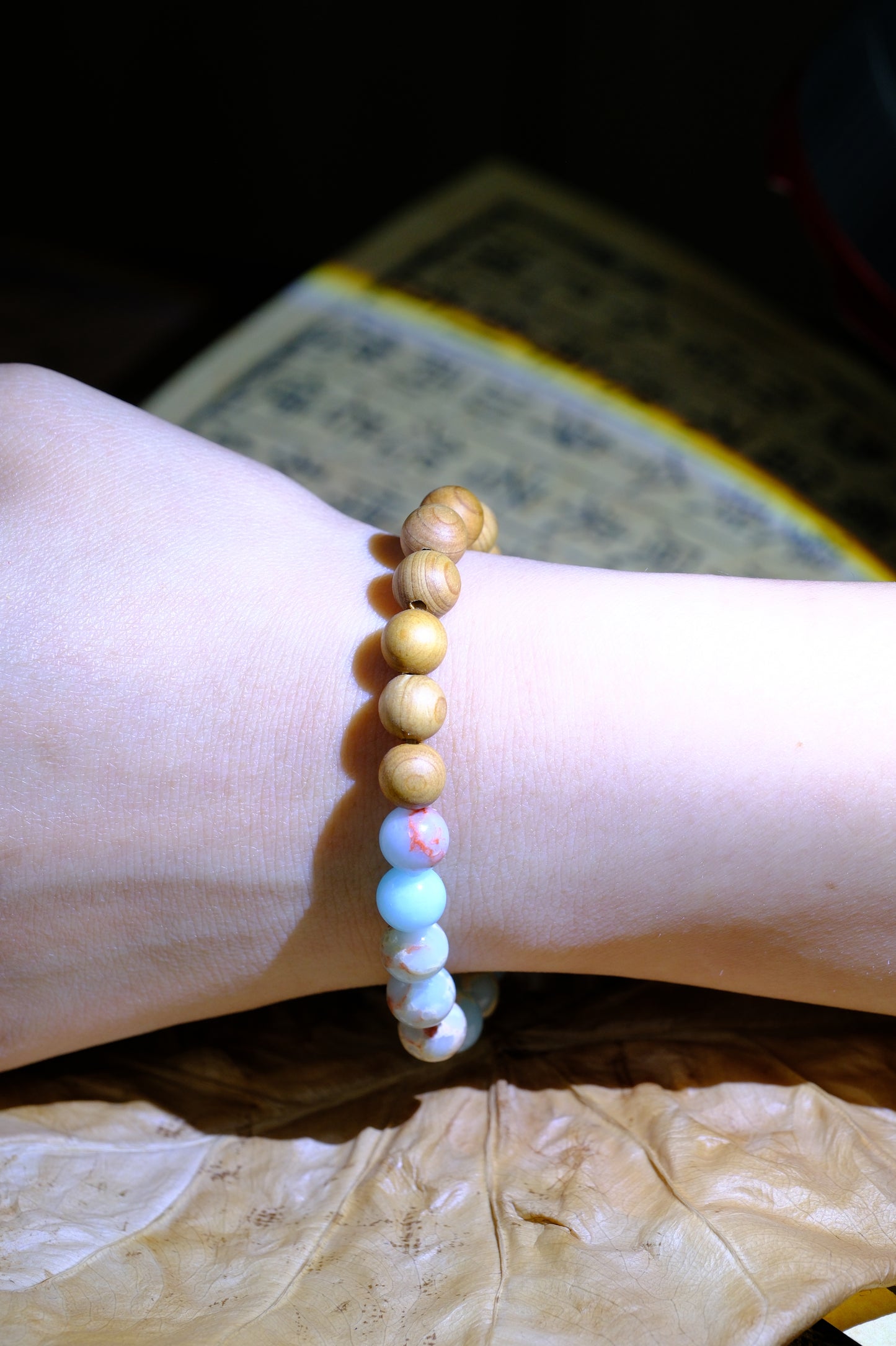 Tibetan Wooden & Blue Stone Mala