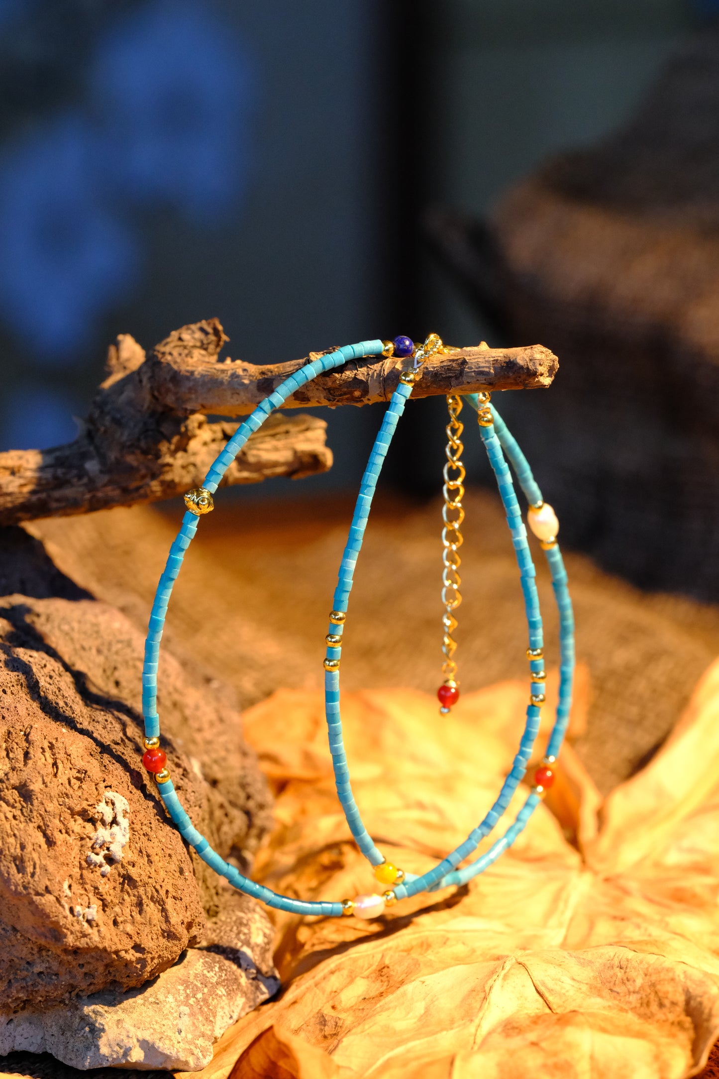 Azure Sky Glass Rainbow Chain