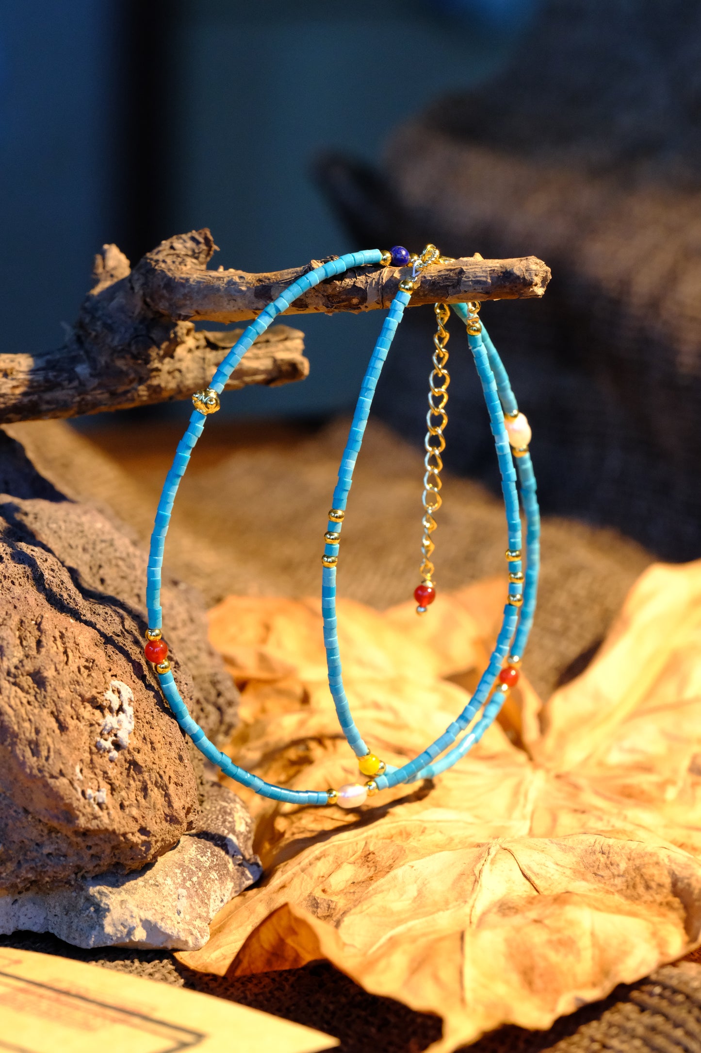 Azure Sky Glass Rainbow Chain