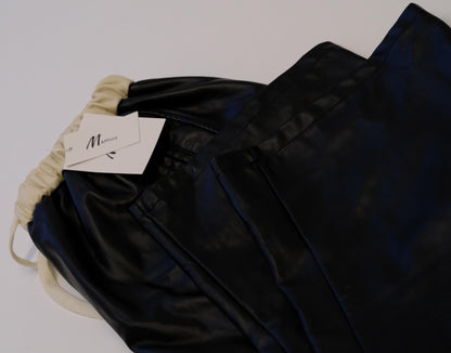 M&Miucy Women's High-Waisted Stretch Matte Leather Pants, Versatile Slim-Fit Trousers for Work & Casual