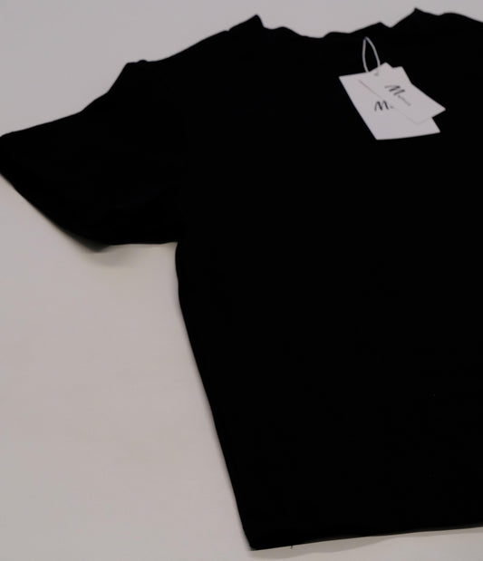 M&Miucy Casual Short-Sleeve Crew Neck T-Shirts, Loose Plain Black Tees